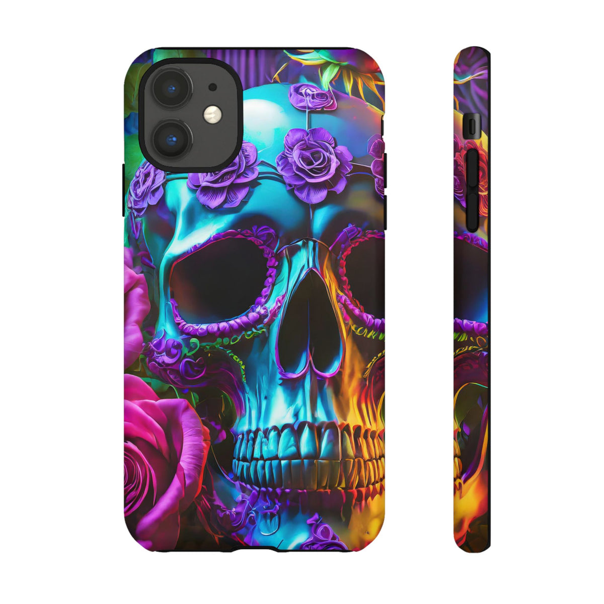 Neon Skull and Roses Vibrant Tough Phone Case - Studio 653