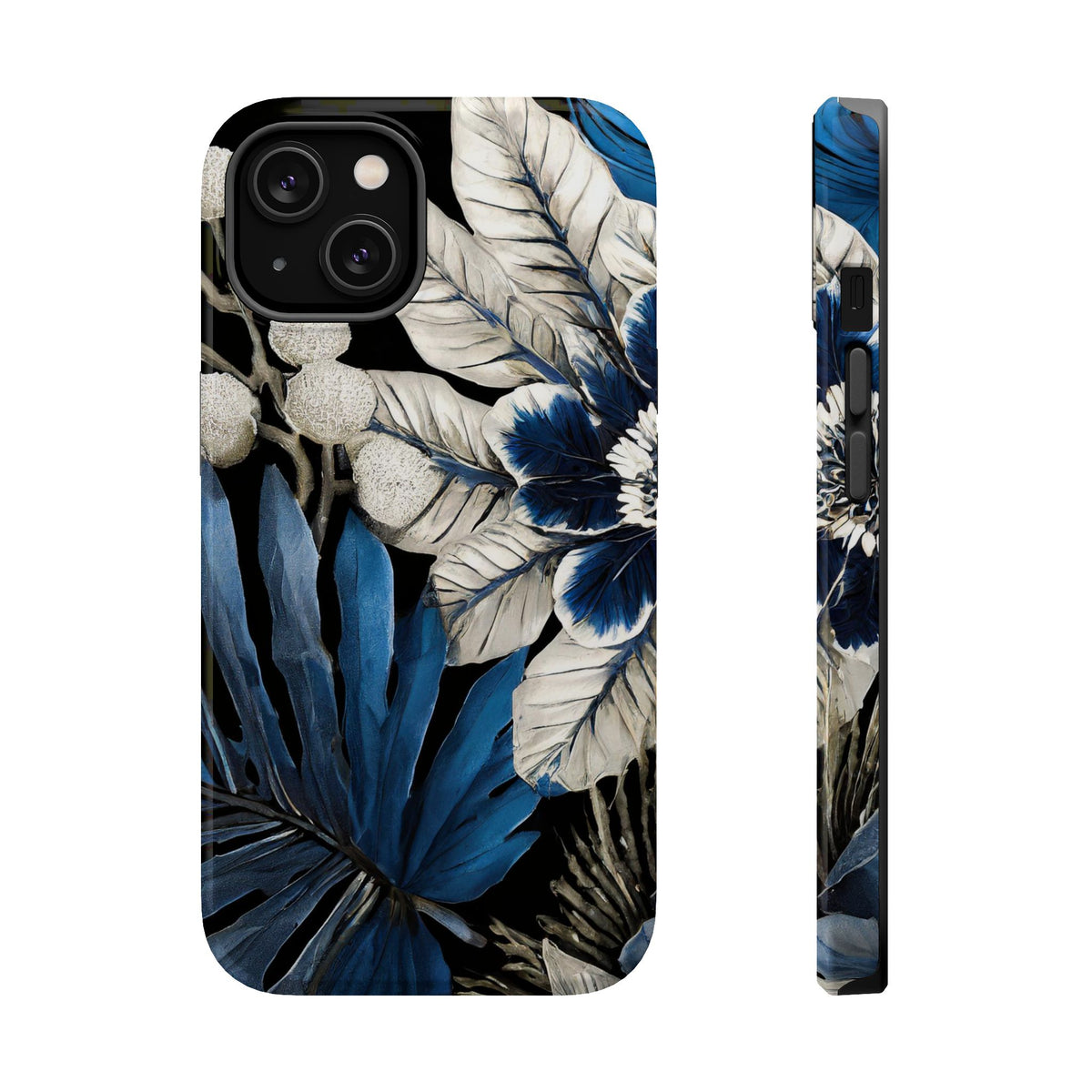 Cobalt Blue Floral Magnetic Tough Phone Case