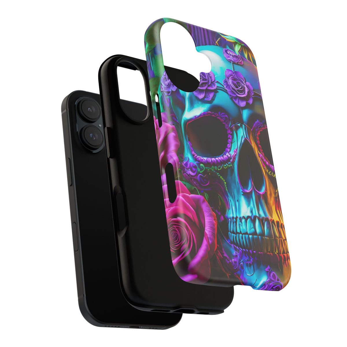 Neon Skull and Roses Vibrant Tough Phone Case - Studio 653