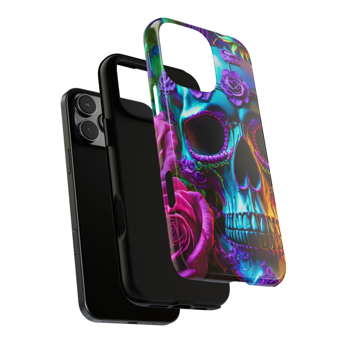 Neon Skull and Roses Vibrant Tough Phone Case - Studio 653