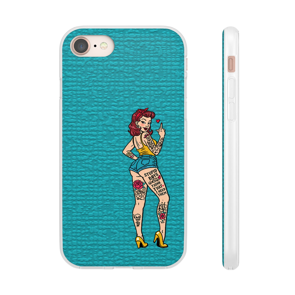 Sassy Pin-Up Stupid Boys Teal Flexi Phone Case