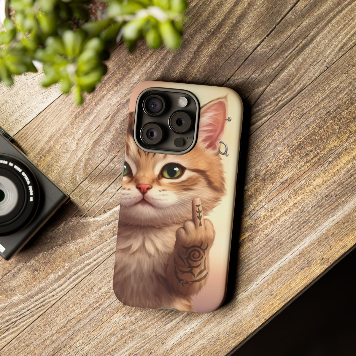 Evil Kitty Giving the Bird Tough Phone Case - Studio 653