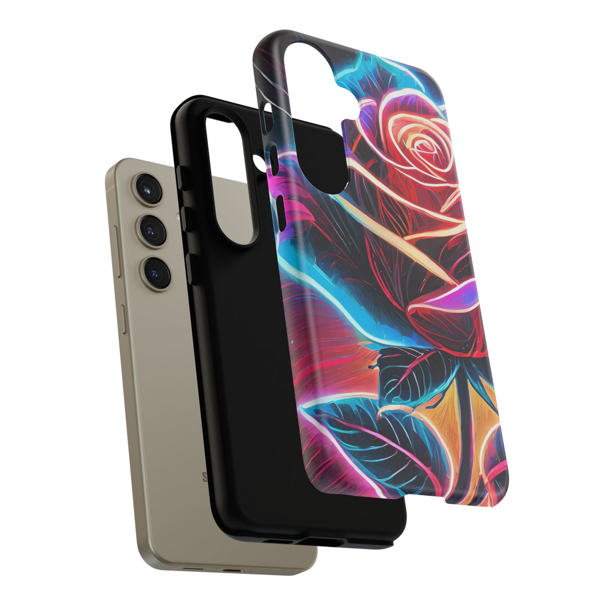 Artistic Neon Rose Tough Phone Case - Studio 653
