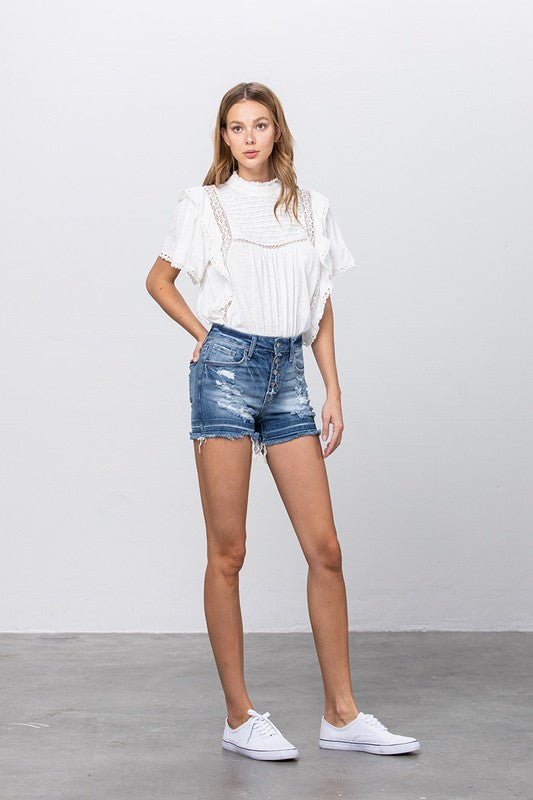 Insane Gene Button Down Mid Rise Shorts - Studio 653