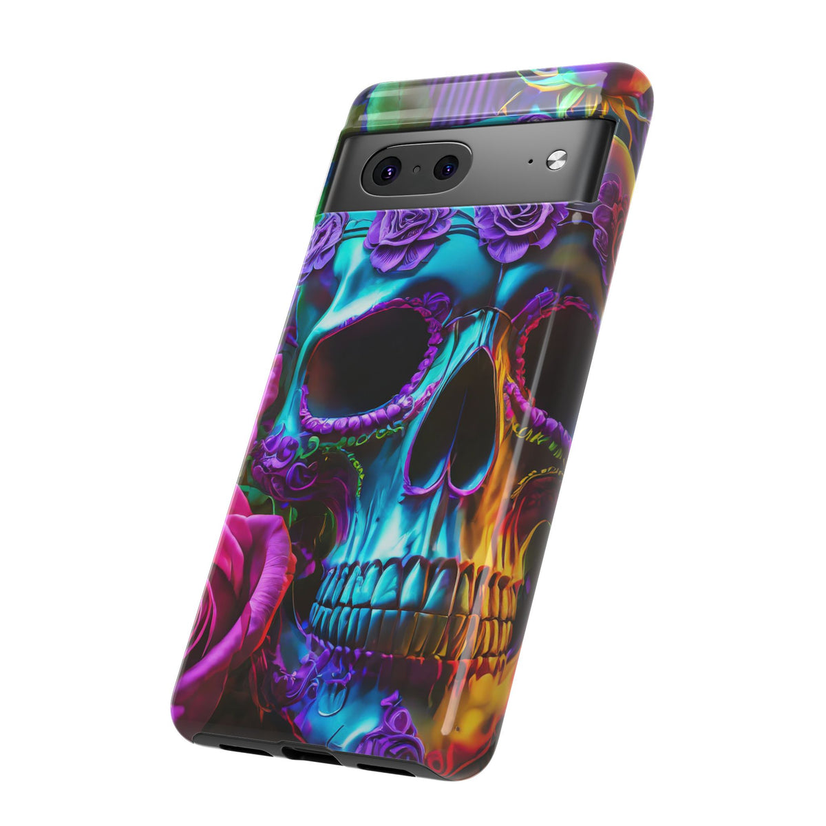 Neon Skull and Roses Vibrant Tough Phone Case - Studio 653
