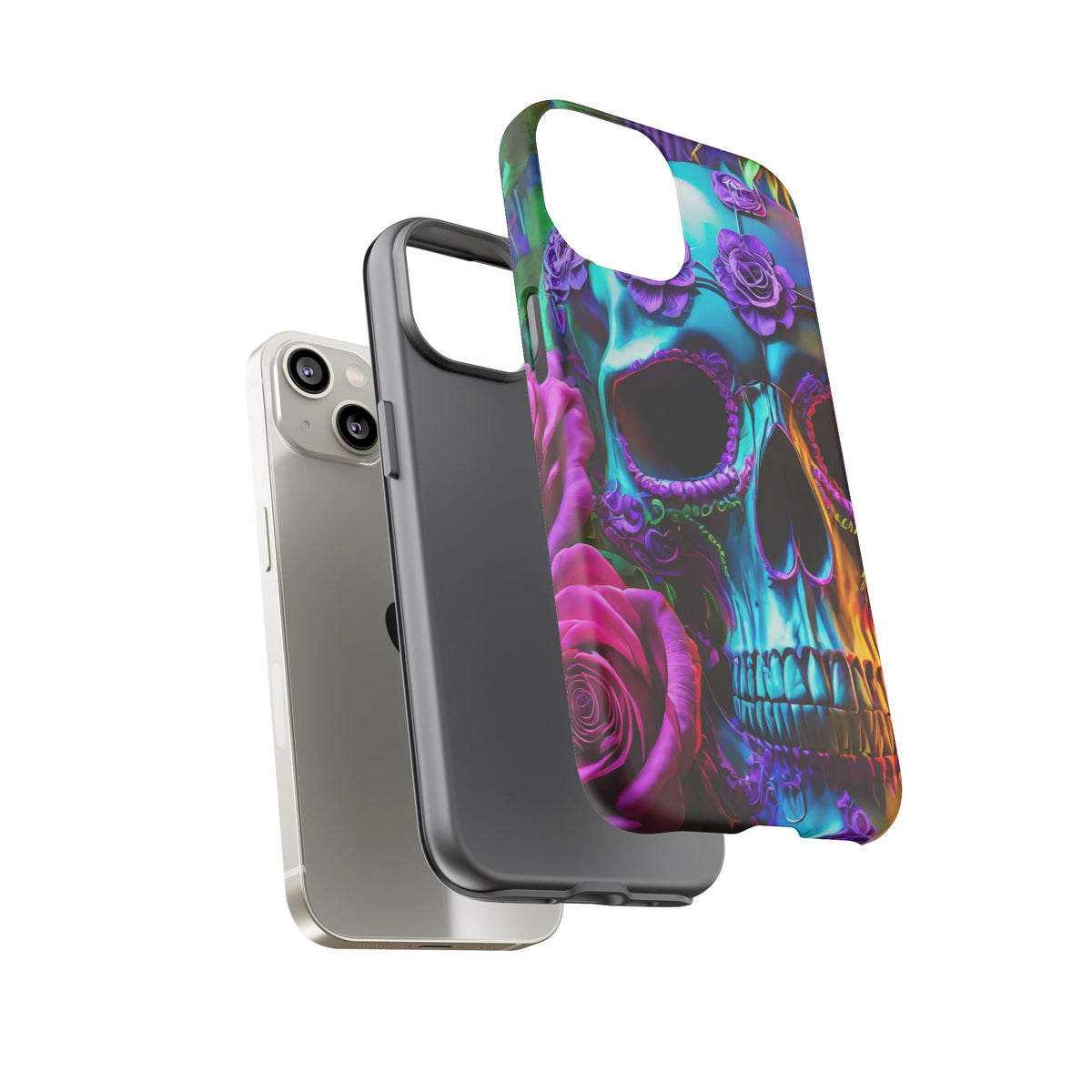 Neon Skull and Roses Vibrant Tough Phone Case - Studio 653