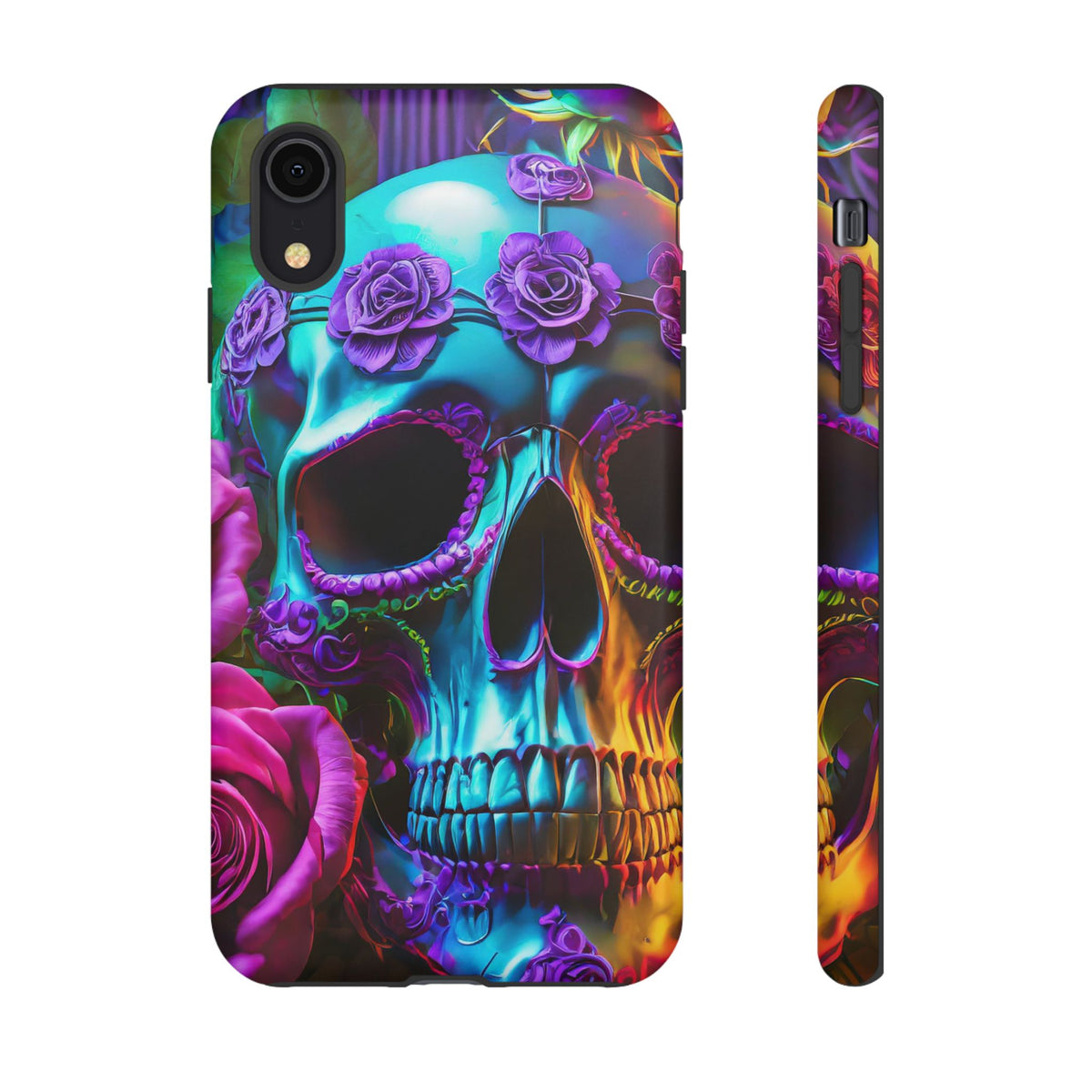 Neon Skull and Roses Vibrant Tough Phone Case - Studio 653