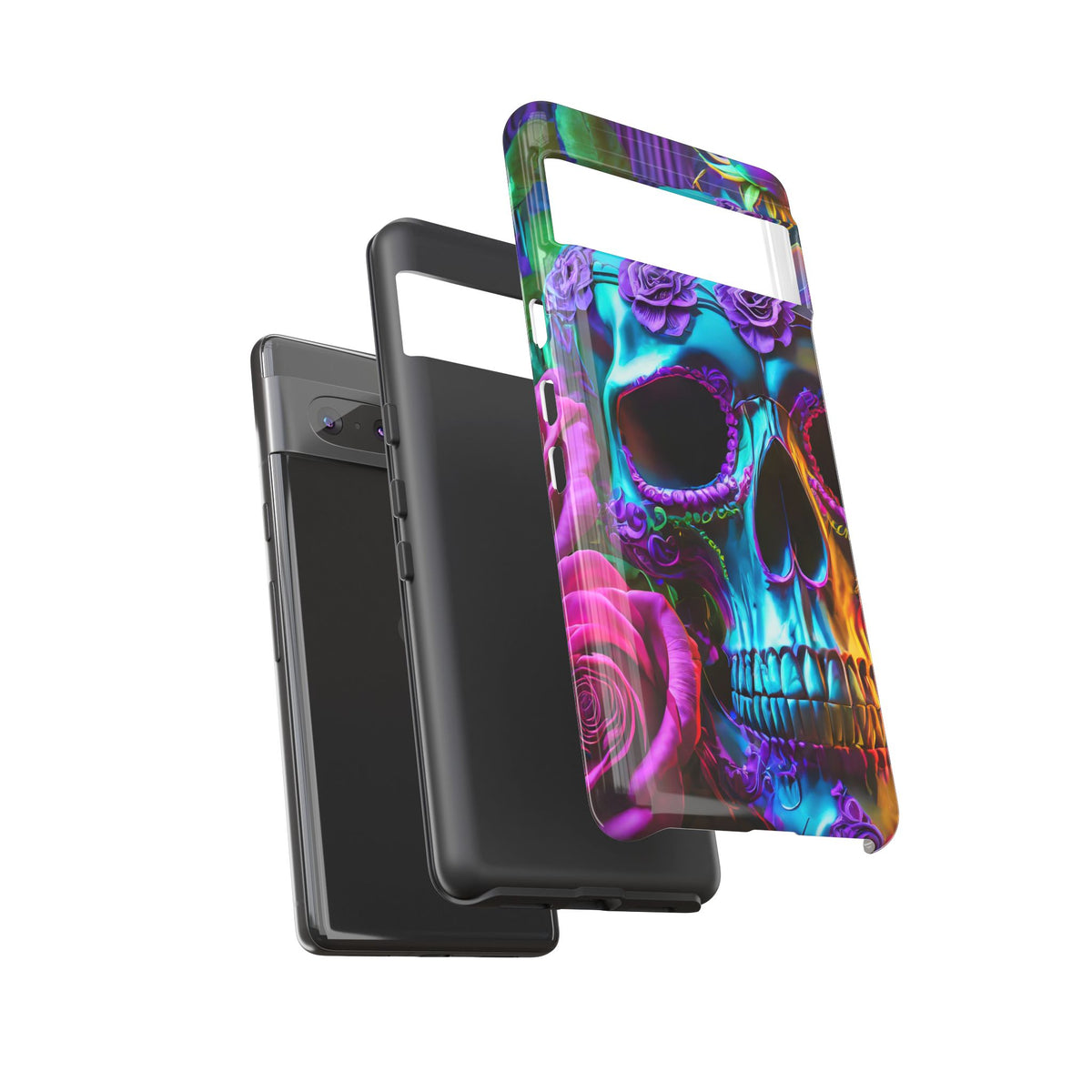 Neon Skull and Roses Vibrant Tough Phone Case - Studio 653