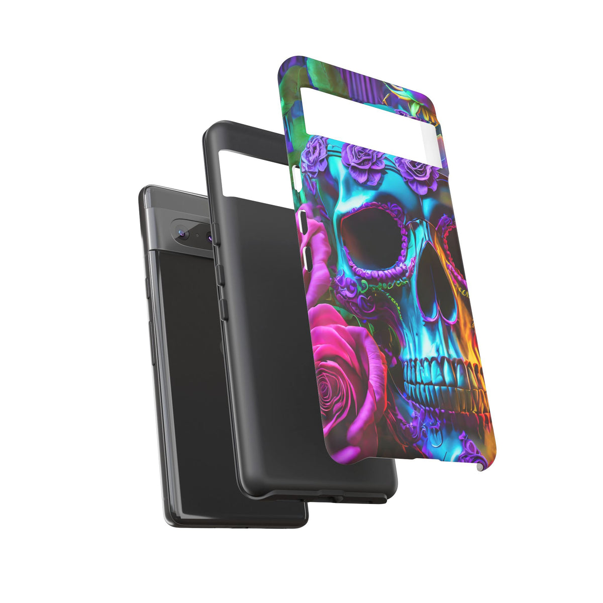 Neon Skull and Roses Vibrant Tough Phone Case - Studio 653