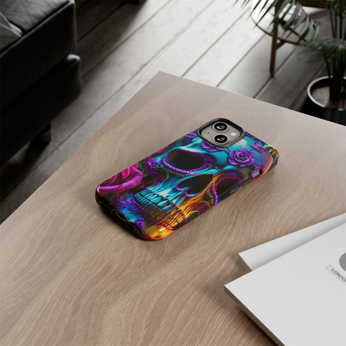 Neon Skull and Roses Vibrant Tough Phone Case - Studio 653