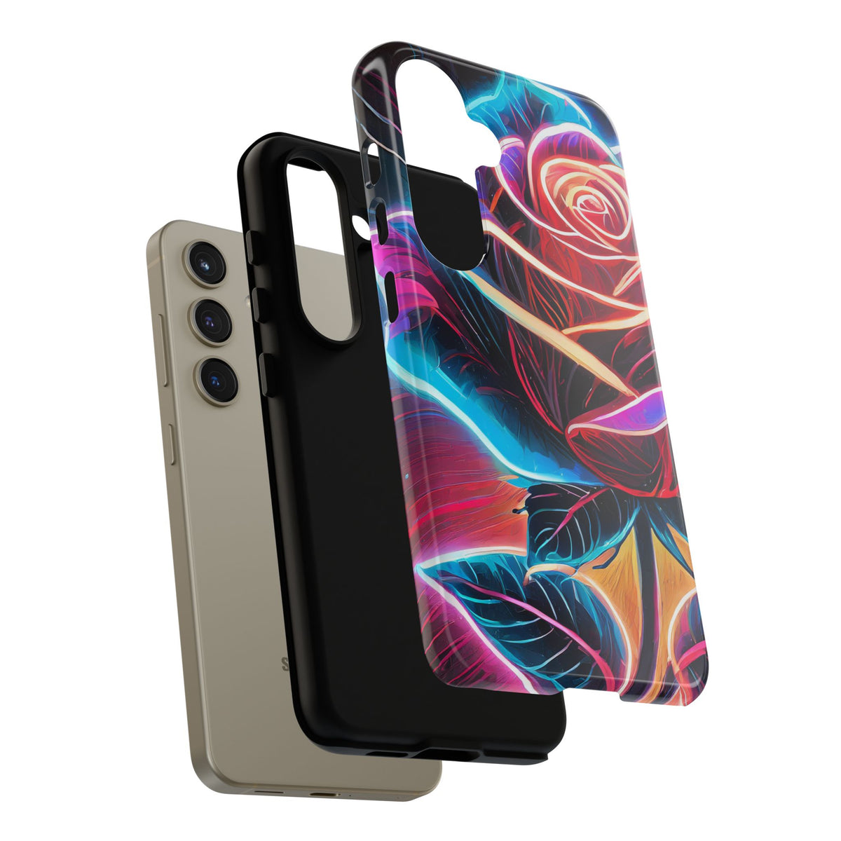 Artistic Neon Rose Tough Phone Case - Studio 653
