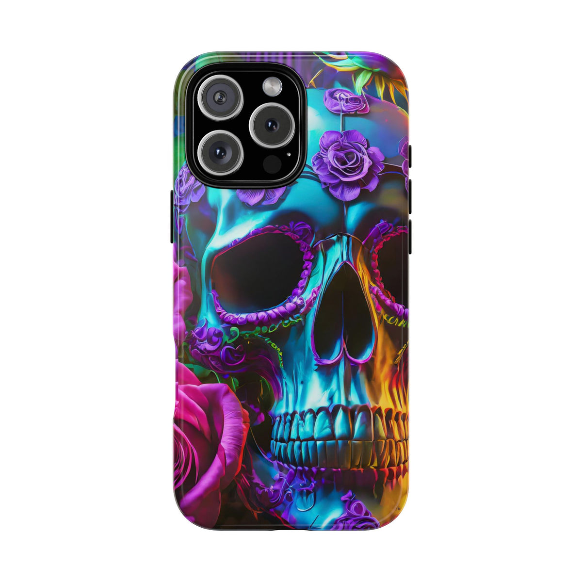 Neon Skull and Roses Vibrant Tough Phone Case - Studio 653