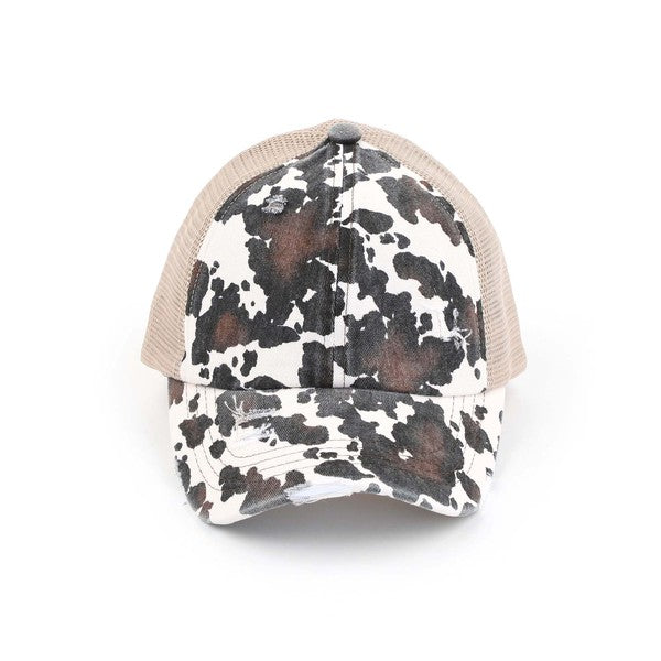 CC Criss Cross Cow Print Baseball Cap - Studio 653