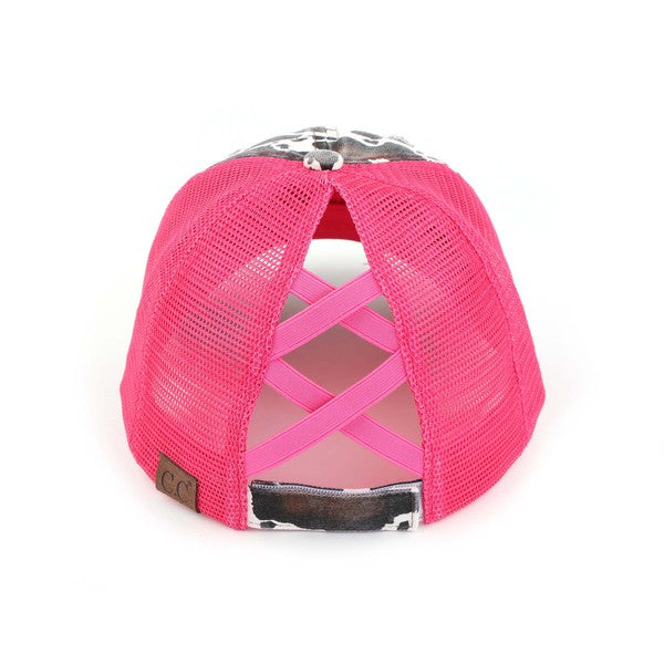 CC Criss Cross Cow Print Baseball Cap - Studio 653