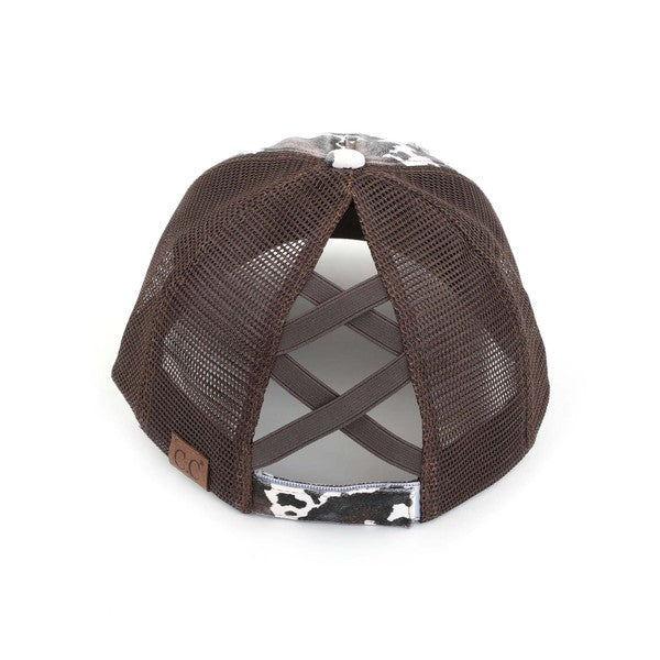CC Criss Cross Cow Print Baseball Cap - Studio 653