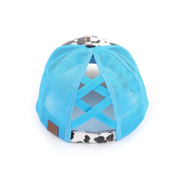 CC Criss Cross Cow Print Baseball Cap - Studio 653