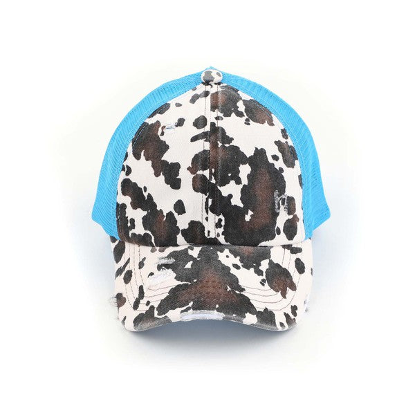 CC Criss Cross Cow Print Baseball Cap - Studio 653