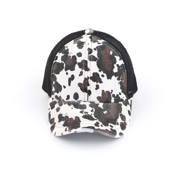 CC Criss Cross Cow Print Baseball Cap - Studio 653