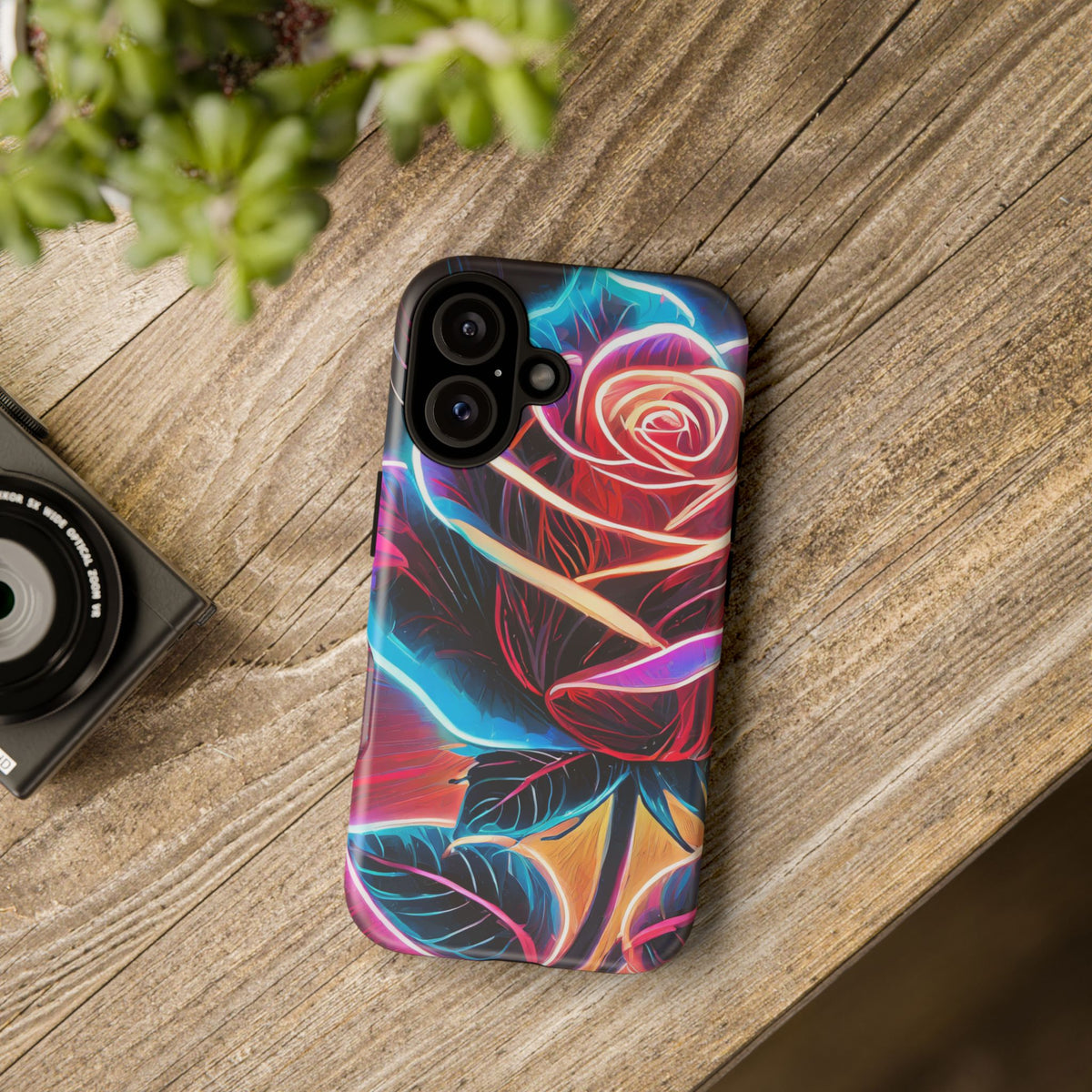 Artistic Neon Rose Tough Phone Case - Studio 653