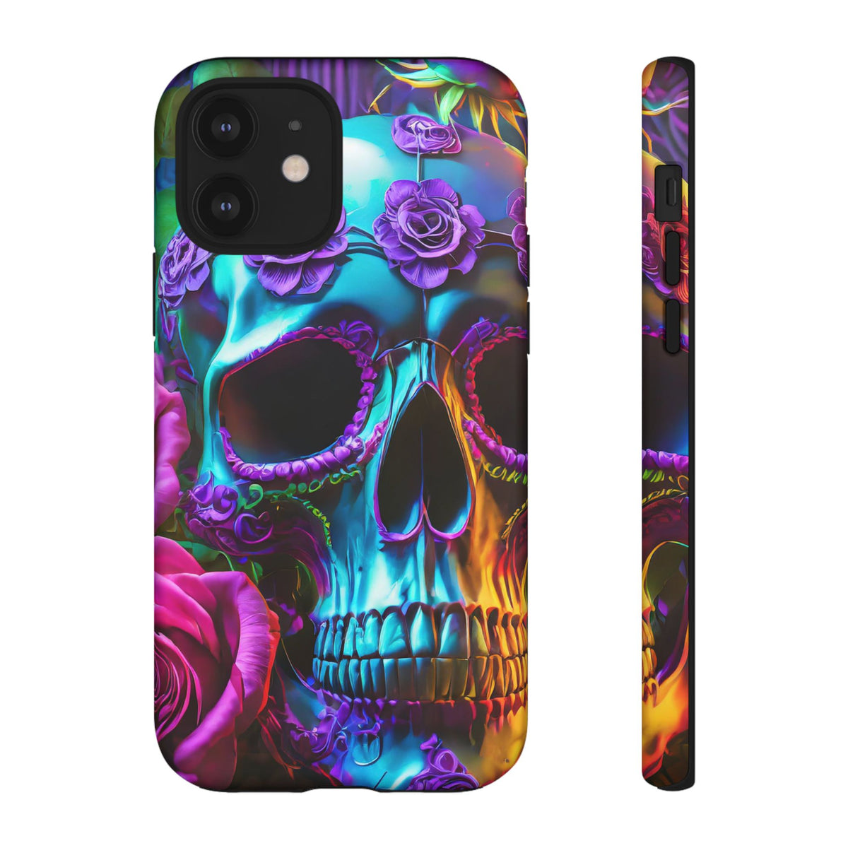 Neon Skull and Roses Vibrant Tough Phone Case - Studio 653