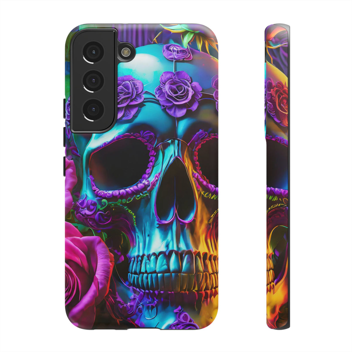 Neon Skull and Roses Vibrant Tough Phone Case - Studio 653