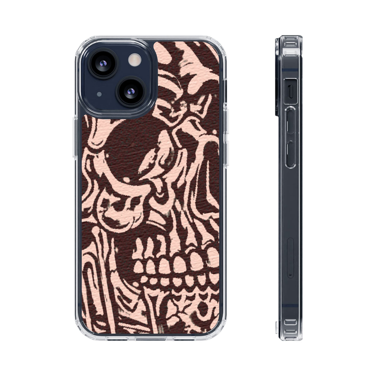 Gothic Abstract Skull Clear Phone Case