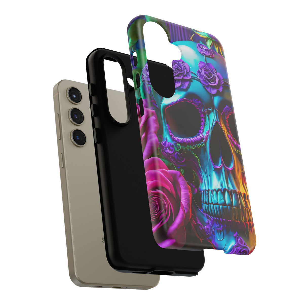 Neon Skull and Roses Vibrant Tough Phone Case - Studio 653
