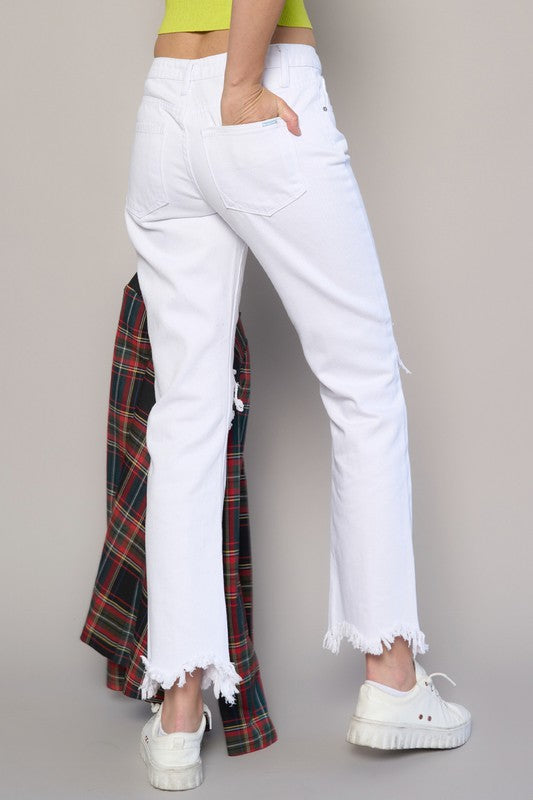 Insane Gene High Rise Destroyed Straight Crop Jeans - Studio 653