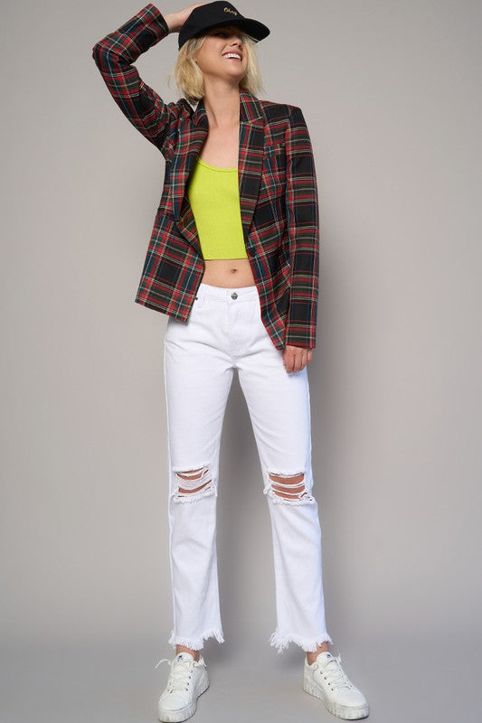 Insane Gene High Rise Destroyed Straight Crop Jeans - Studio 653