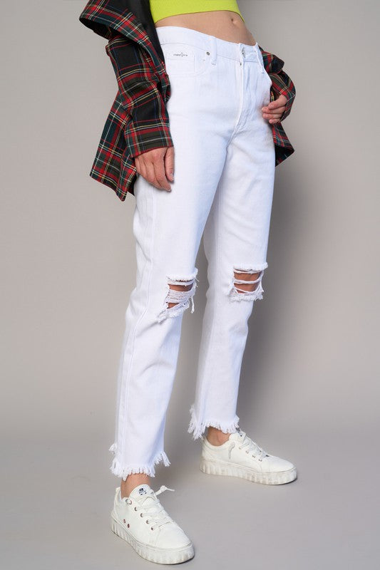 Insane Gene High Rise Destroyed Straight Crop Jeans - Studio 653