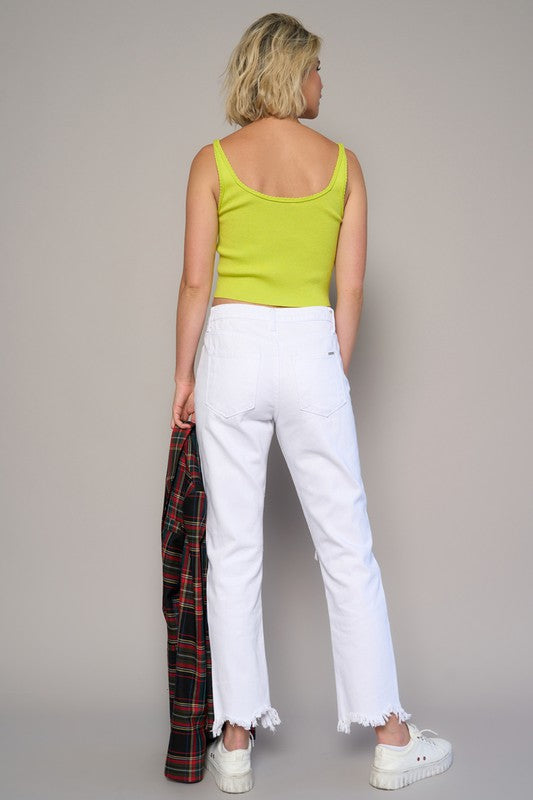 Insane Gene High Rise Destroyed Straight Crop Jeans - Studio 653