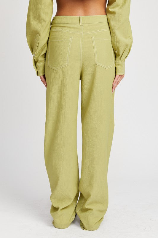 Emory Park Contrast Stitching Straight Leg Pant - Studio 653