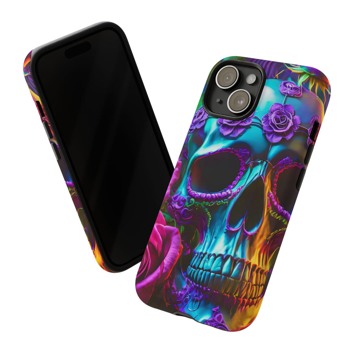Neon Skull and Roses Vibrant Tough Phone Case - Studio 653