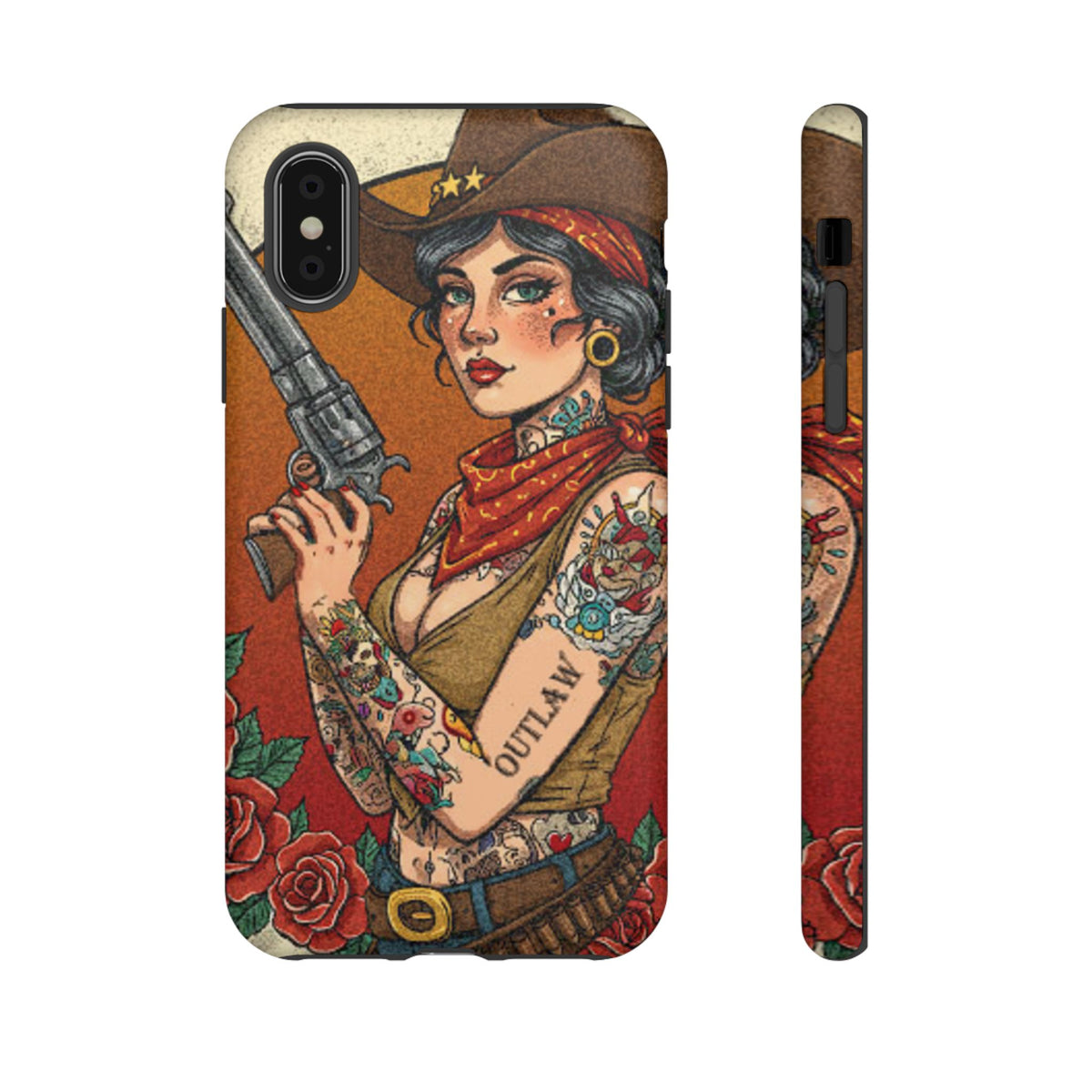Vintage Western Tough Phone Case with Outlaw Design