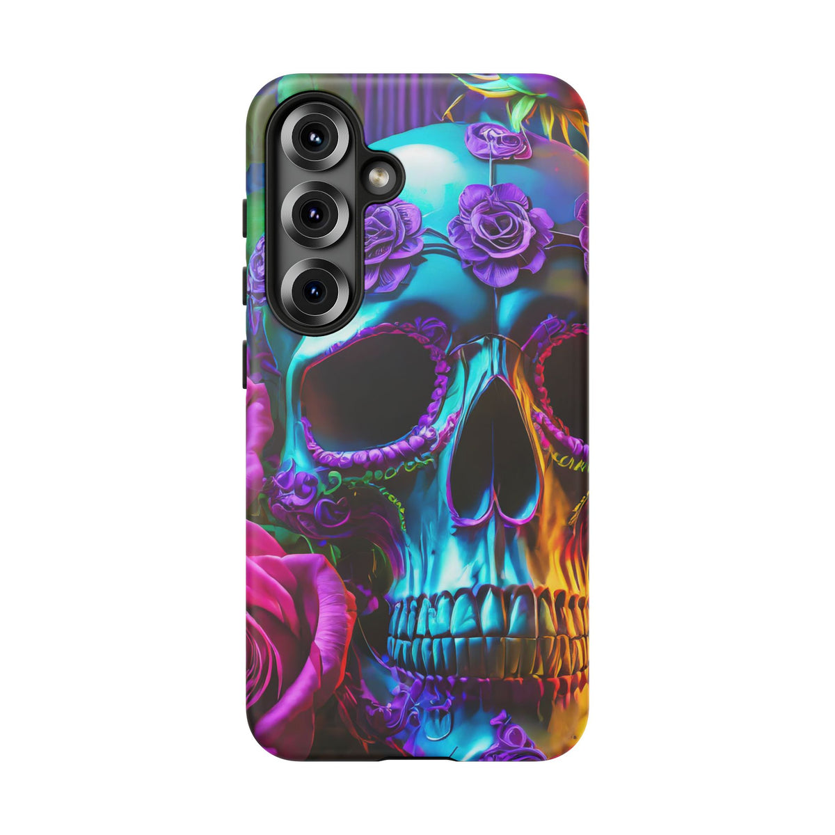 Neon Skull and Roses Vibrant Tough Phone Case - Studio 653