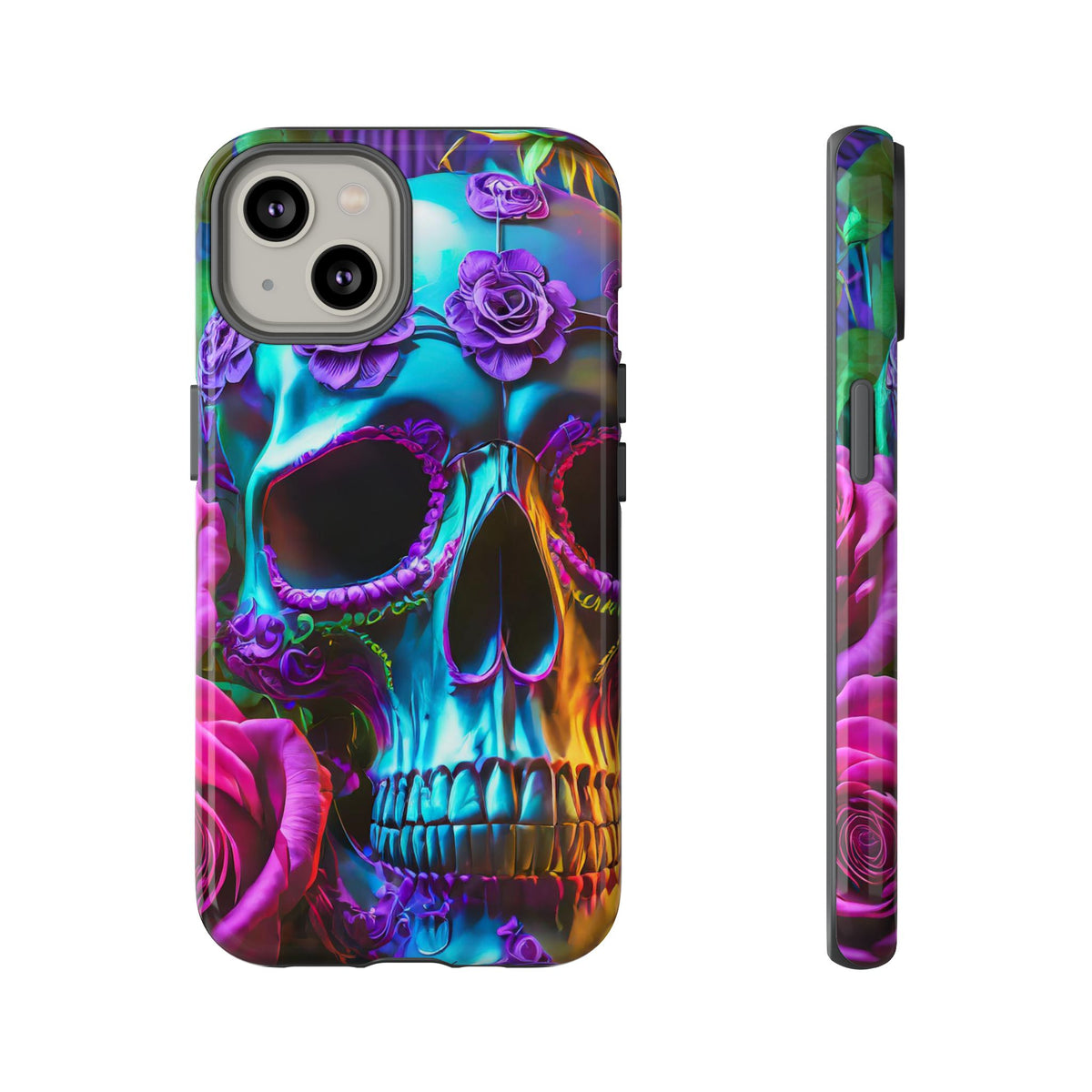 Neon Skull and Roses Vibrant Tough Phone Case - Studio 653
