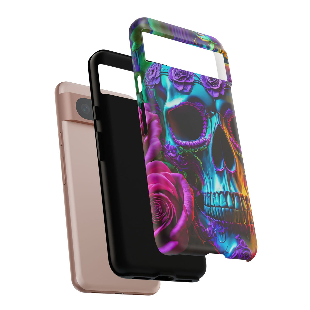 Neon Skull and Roses Vibrant Tough Phone Case - Studio 653