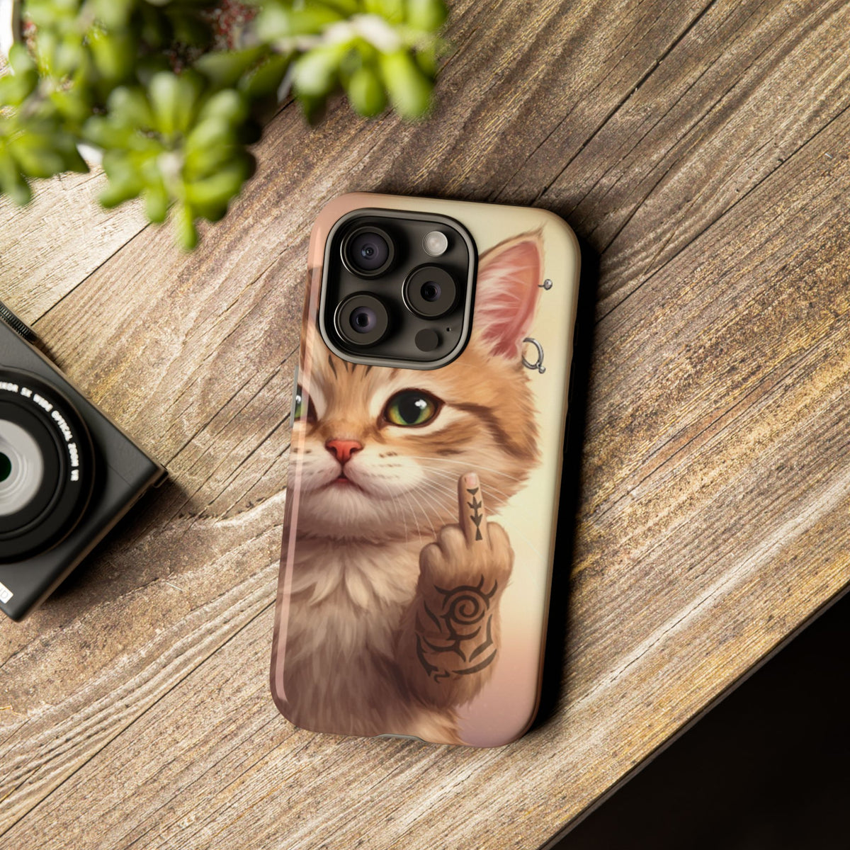 Evil Kitty Giving the Bird Tough Phone Case - Studio 653