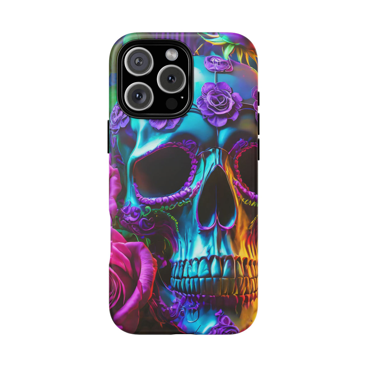 Neon Skull and Roses Vibrant Tough Phone Case - Studio 653
