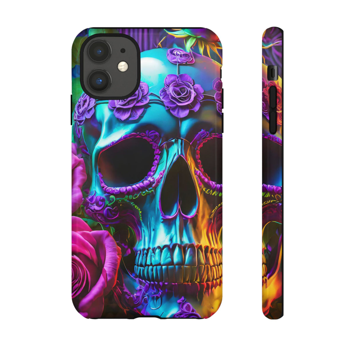 Neon Skull and Roses Vibrant Tough Phone Case - Studio 653