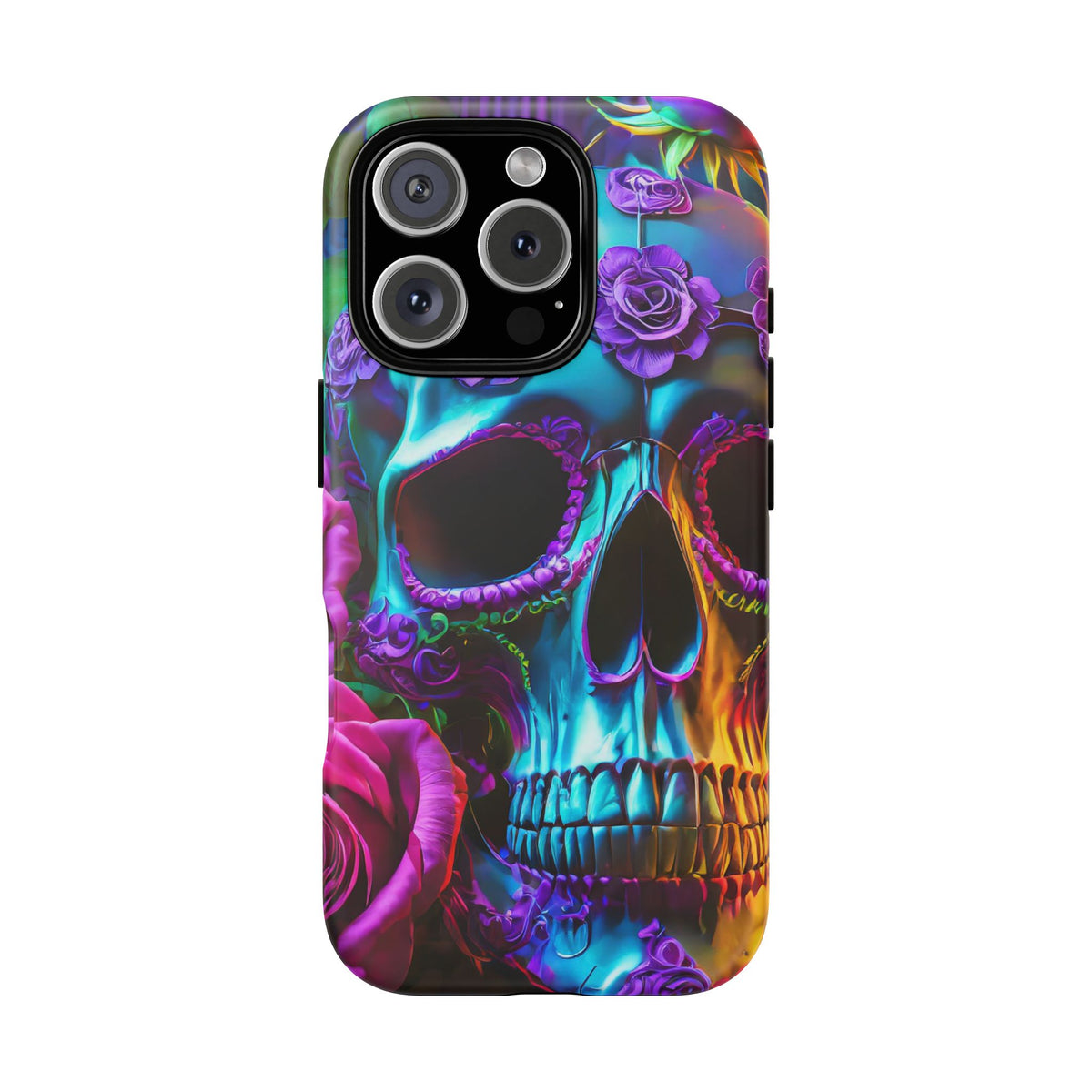 Neon Skull and Roses Vibrant Tough Phone Case - Studio 653