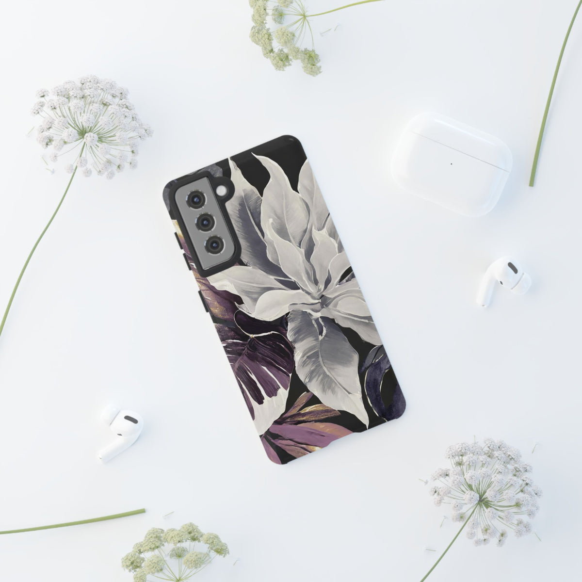 White & Plum Floral Tough Phone Case - Studio 653
