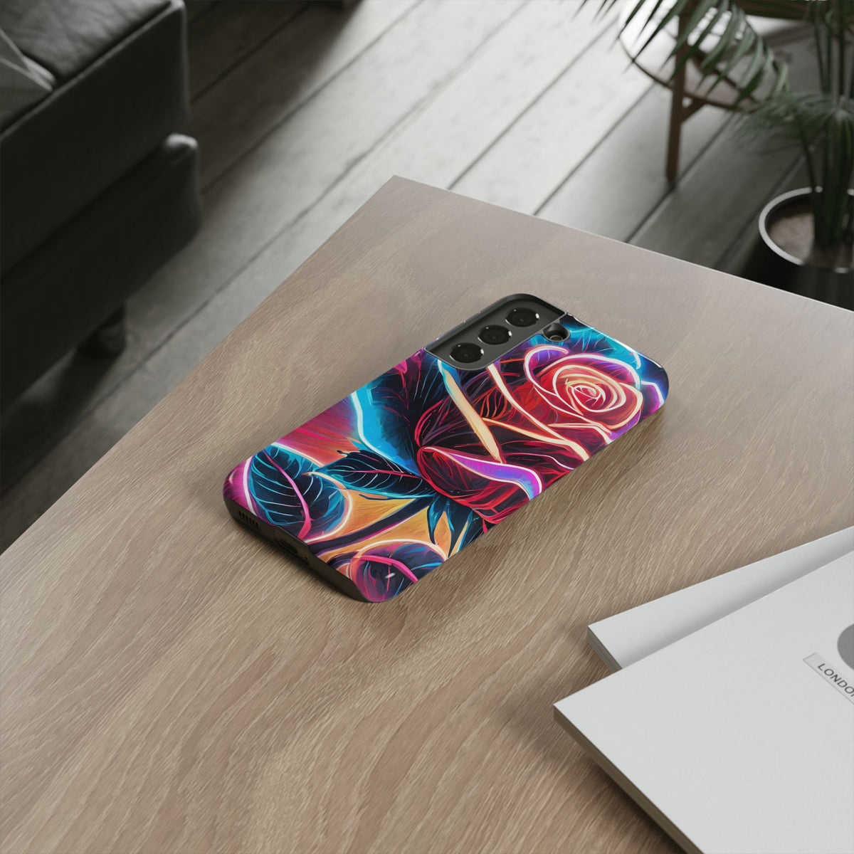 Artistic Neon Rose Tough Phone Case - Studio 653
