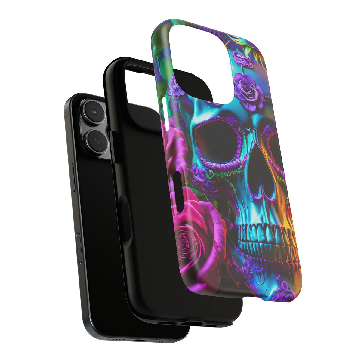 Neon Skull and Roses Vibrant Tough Phone Case - Studio 653