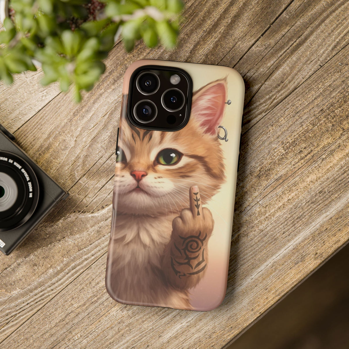 Evil Kitty Giving the Bird Tough Phone Case - Studio 653