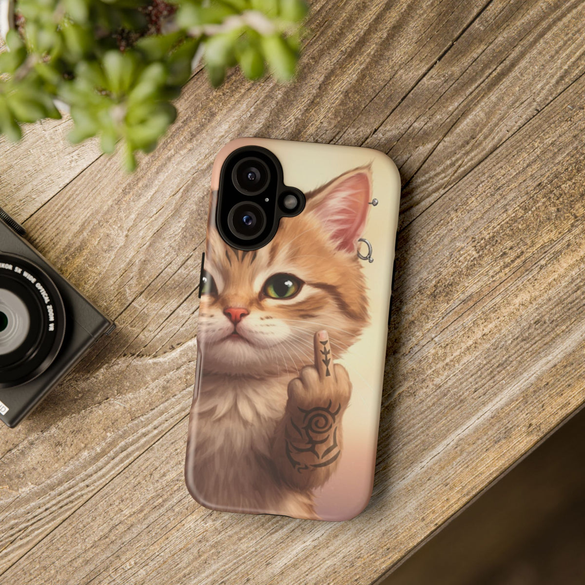 Evil Kitty Giving the Bird Tough Phone Case - Studio 653
