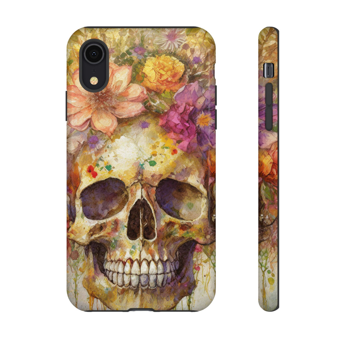 Unique Floral Skull Tough Phone Case