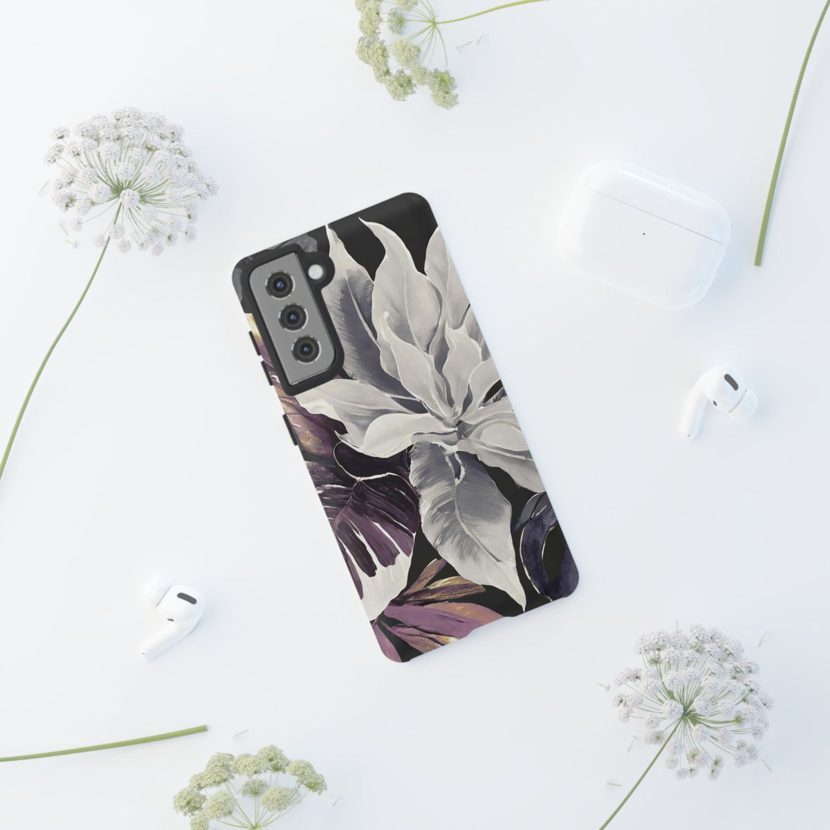 White & Plum Floral Tough Phone Case - Studio 653