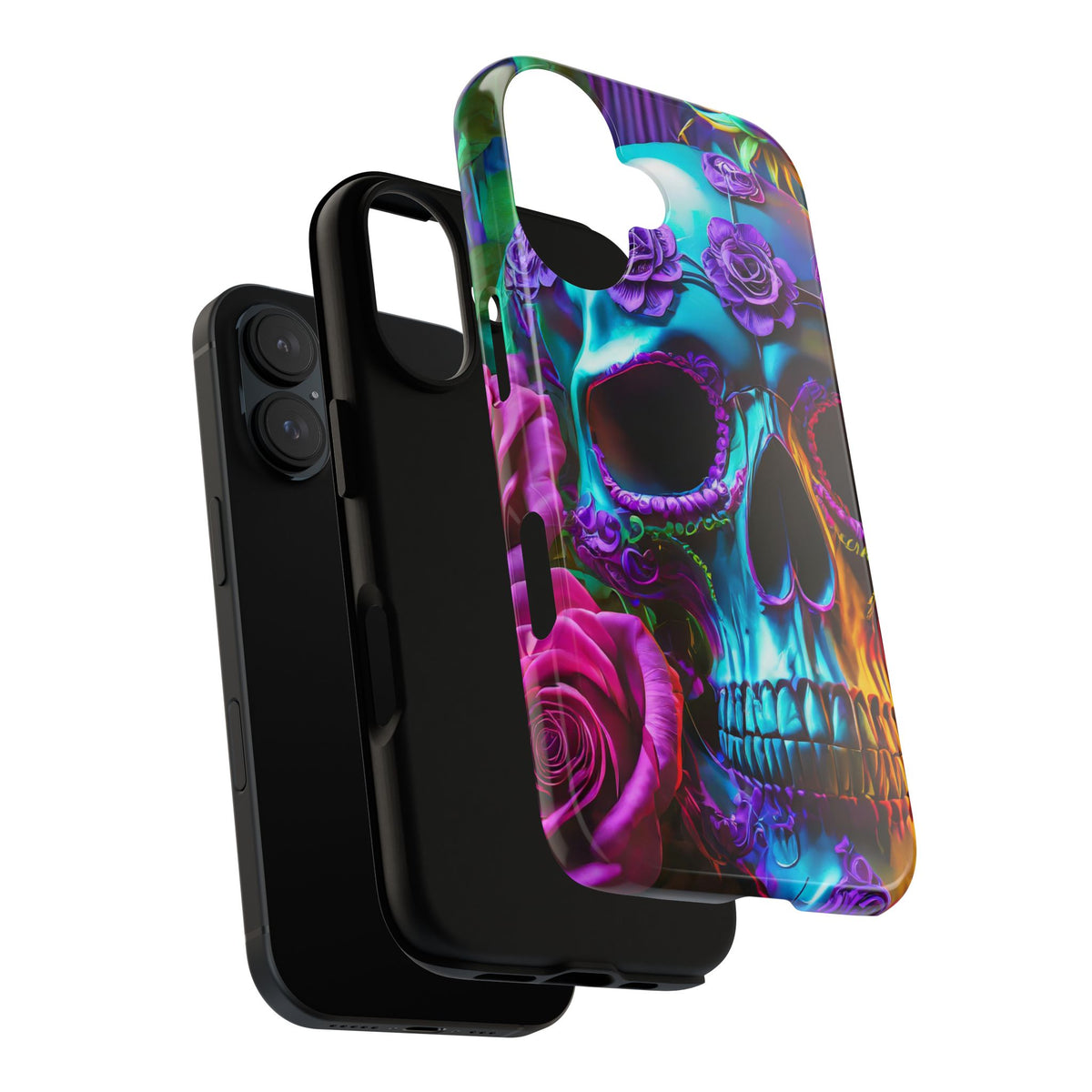 Neon Skull and Roses Vibrant Tough Phone Case - Studio 653