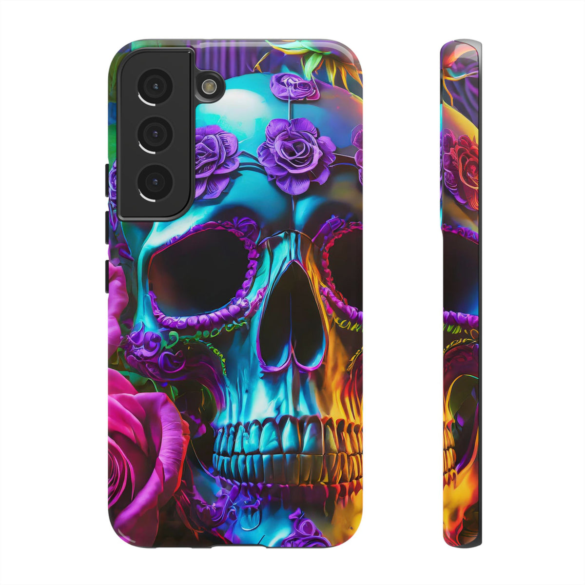 Neon Skull and Roses Vibrant Tough Phone Case - Studio 653